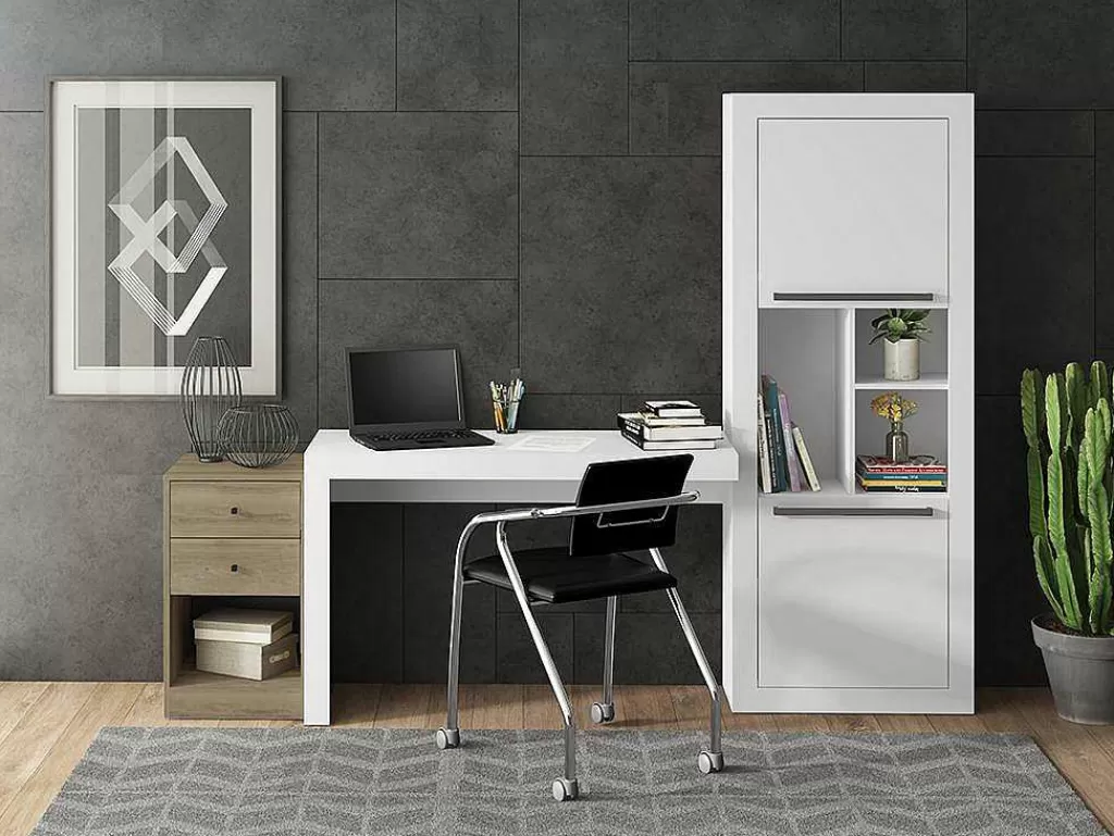 Biblioteca, Vitrina, Estante*Vente-unique Biblioteca Com 2 Portas E 3 Nichos Cor Branco - Evan