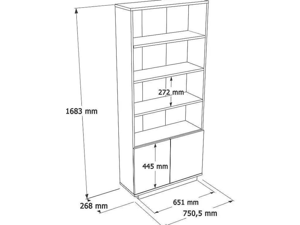 Biblioteca, Vitrina, Estante*Vente-unique Biblioteca Com 2 Portas E 4 Nichos Natural Claro E Branco - Lotula