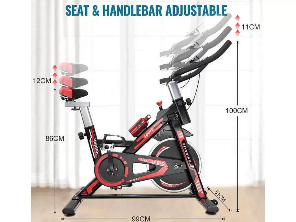 Fitness*Vente-unique Bicicleta De Ciclismo De Interior Estacionaria Spin Bike Com Volante De Acionamento Por Correia 10Kg
