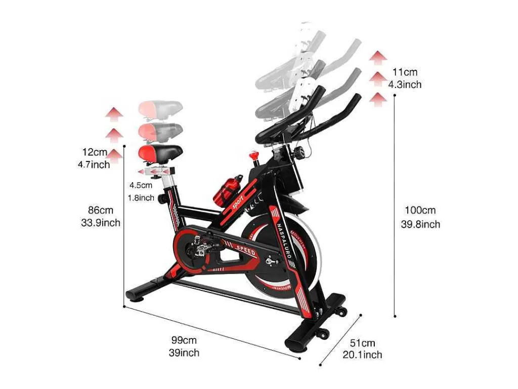 Fitness*Vente-unique Bicicleta De Ciclismo De Interior Estacionaria Spin Bike Com Volante De Acionamento Por Correia 10Kg