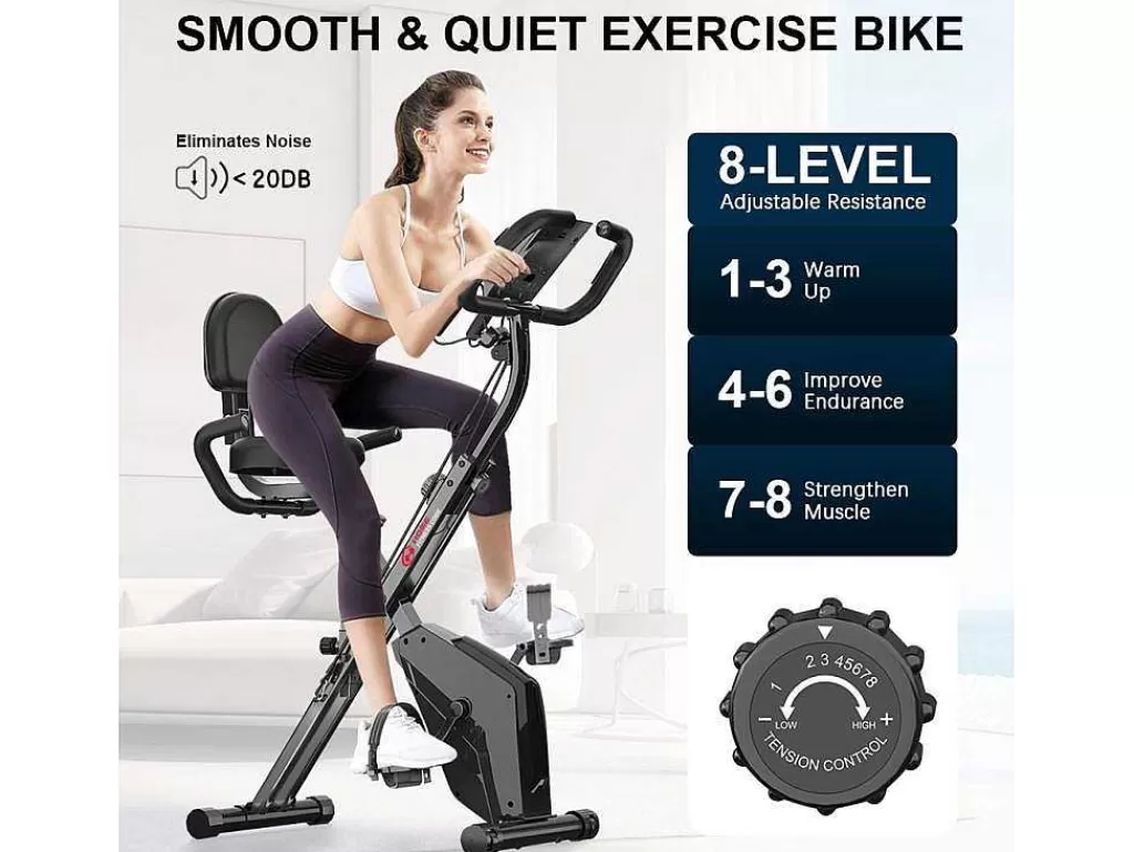 Fitness*Vente-unique Bicicleta De Exercicio Dobravel 3 Em 1, Bicicleta De Fitness Reclinada Magnetica X-Bike Com Resistencia Ajustavel De 8 Niveis Para Treino De Ginasio Em Casa