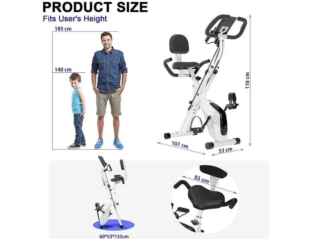 Fitness*Vente-unique Bicicleta De Exercicio Dobravel 3 Em 1, Bicicleta De Fitness Reclinada Magnetica X-Bike Com Resistencia Ajustavel De 8 Niveis Para Treino De Ginasio Em Casa