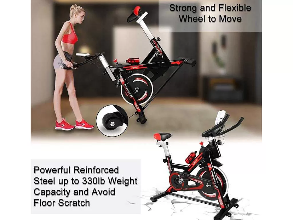 Fitness*Vente-unique Bicicleta De Exercicio Estacionaria Para Ciclismo De Interior Com Volante De Transmissao Por Correia 8Kg