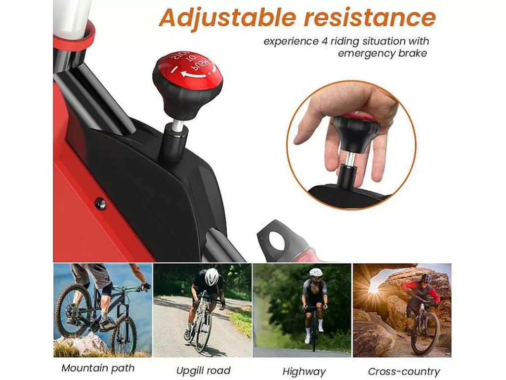 Fitness*Vente-unique Bicicleta De Spinning Com Assento E Guiador Ajustaveis, Bicicleta De Exercicio Com Resistencia Ajustavel E Ecra Lcd