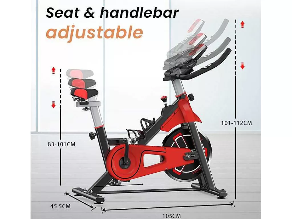 Fitness*Vente-unique Bicicleta De Spinning Com Assento E Guiador Ajustaveis, Bicicleta De Exercicio Com Resistencia Ajustavel E Ecra Lcd
