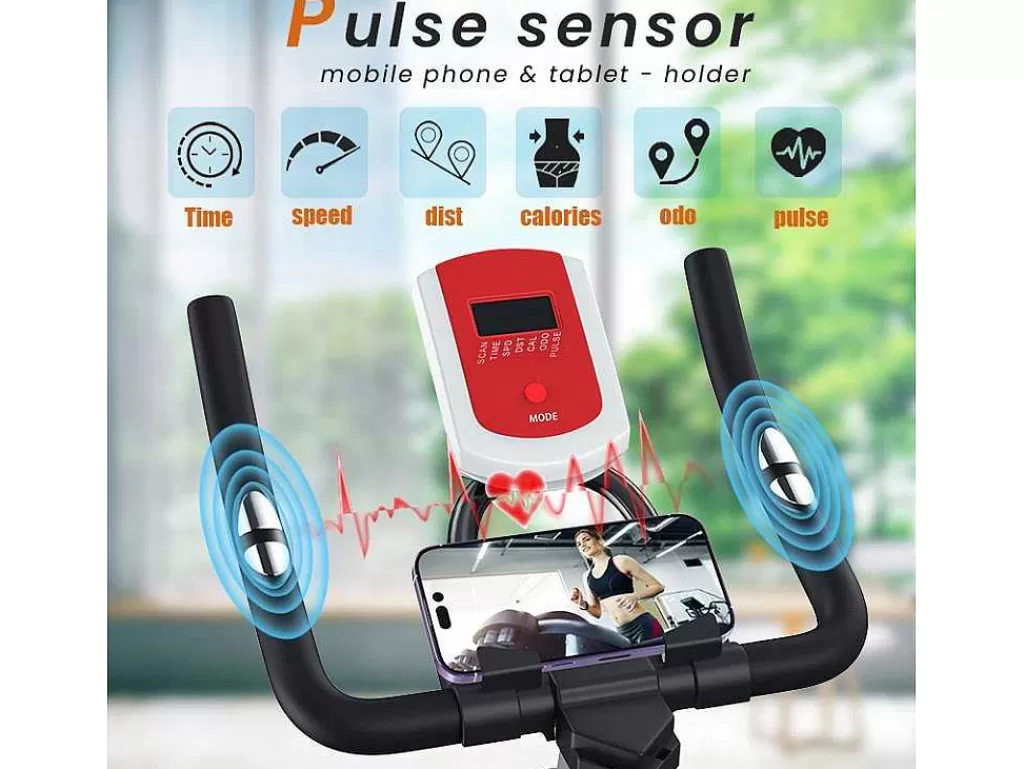 Fitness*Vente-unique Bicicleta De Spinning Com Assento E Guiador Ajustaveis, Bicicleta De Exercicio Com Resistencia Ajustavel E Ecra Lcd