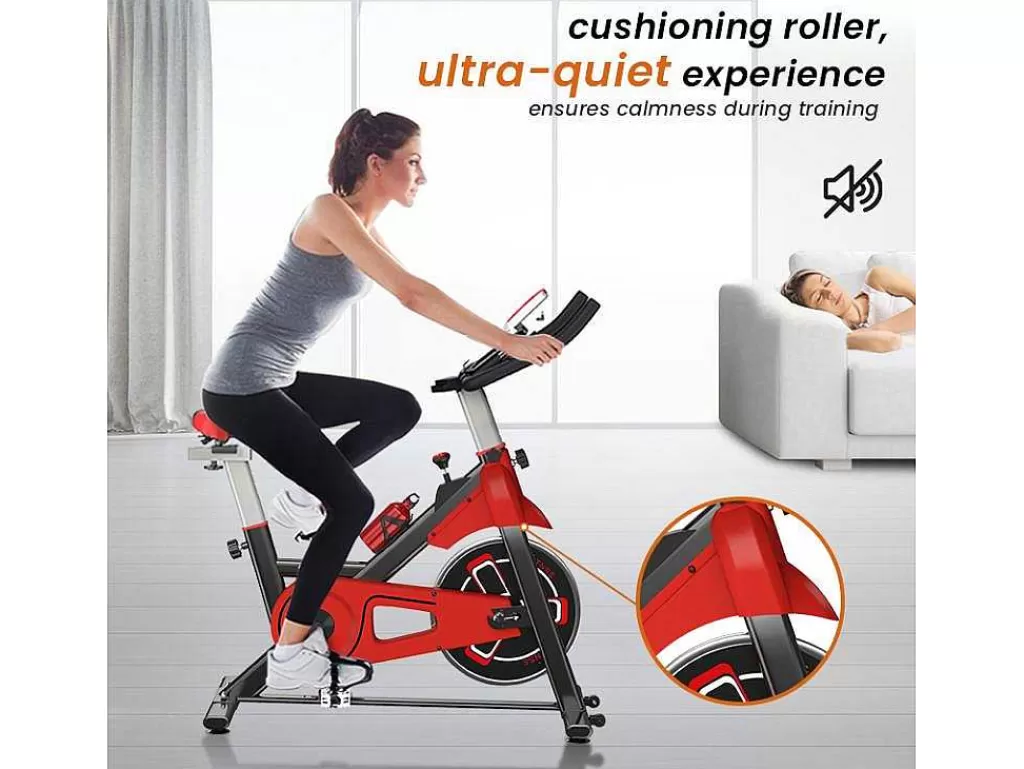 Fitness*Vente-unique Bicicleta De Spinning Com Assento E Guiador Ajustaveis, Bicicleta De Exercicio Com Resistencia Ajustavel E Ecra Lcd