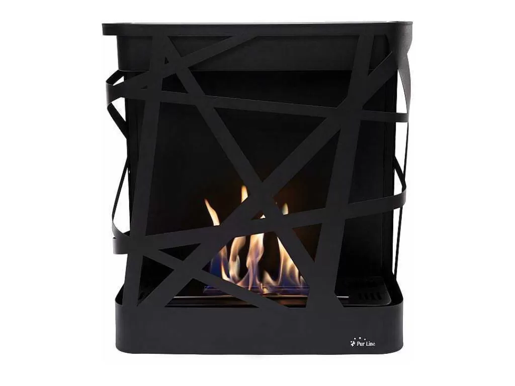 Lareira Elétrica*Purline Biolareira Em A?O Inox Preto Montada Na Parede Com Design Exclusivo E Moderno