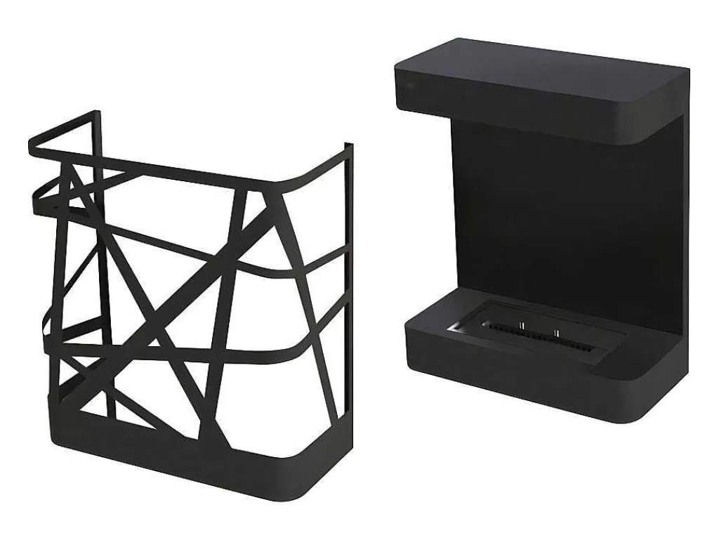 Lareira Elétrica*Purline Biolareira Em A?O Inox Preto Montada Na Parede Com Design Exclusivo E Moderno