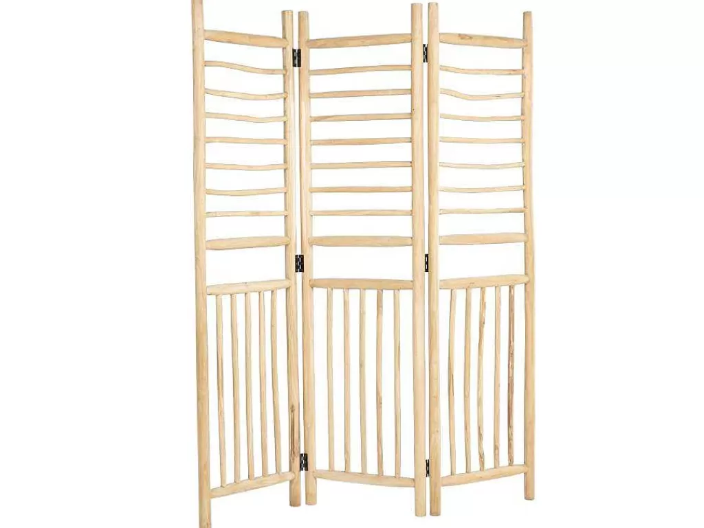 Biombo*OZAIA Biombo Com 3 Paineis Em Madeira De Teca De C. 140 X A 180 Cm Cor Natural - Baguio