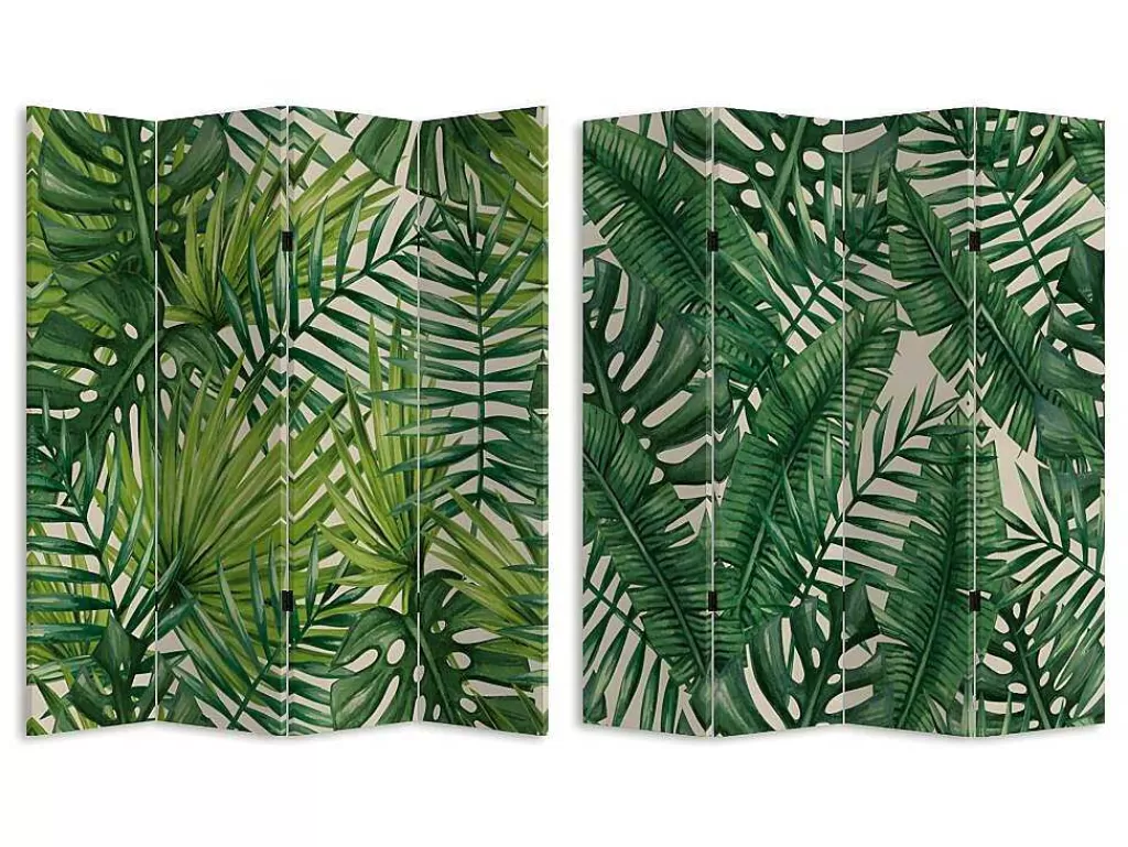 Biombo*OZAIA Biombo Impresso 4 Seccoes Folhagem Tropical Greeny - 161 X 180 Cm