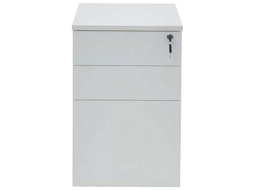 Mobiliário De Escritório*Workēa Bloco De Gavetas De Escritório Móvel Profissional 3 Gavetas Com Fechadura Branco - Downtown