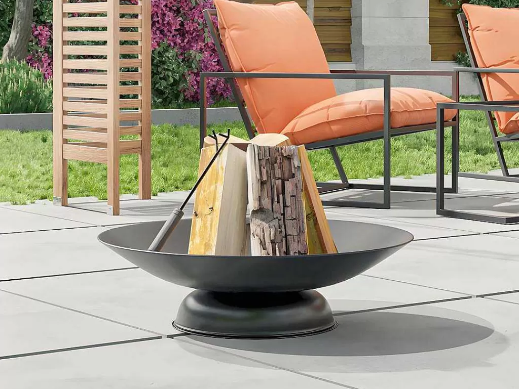 Barbecue, Braseiro De Jardim, Plancha*Vente-unique Braseiro De Jardim Redondo Em Aco Dione - D.72 Cm X A.20 Cm - Preto