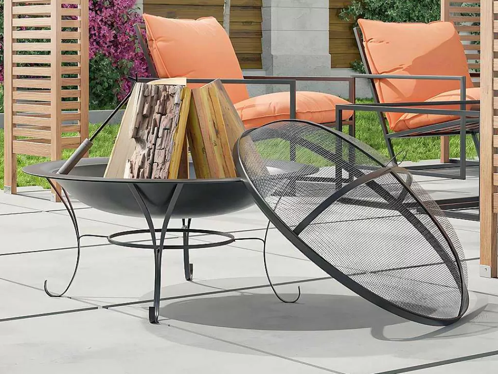 Barbecue, Braseiro De Jardim, Plancha*Vente-unique Braseiro De Jardim Redondo Em Aco Mizar - D.75 Cm X A.55 Cm - Preto