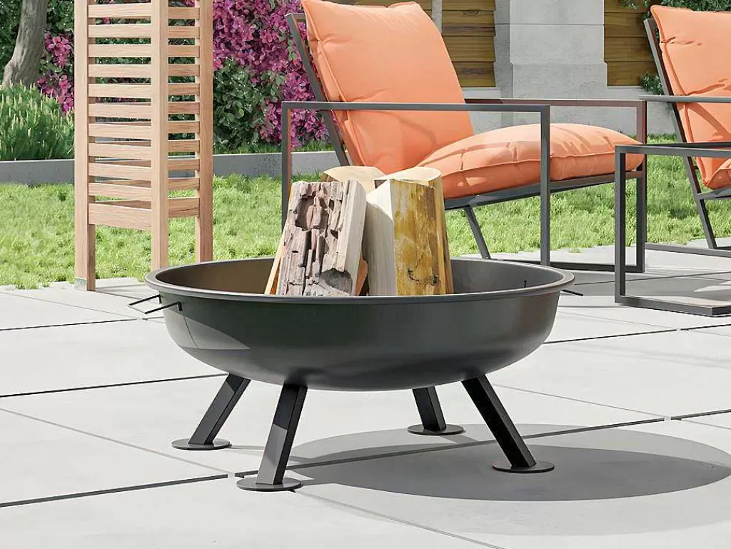 Barbecue, Braseiro De Jardim, Plancha*Vente-unique Braseiro De Jardim Redondo Em Aco Rigel - D.56 Cm X A.24 Cm - Preto
