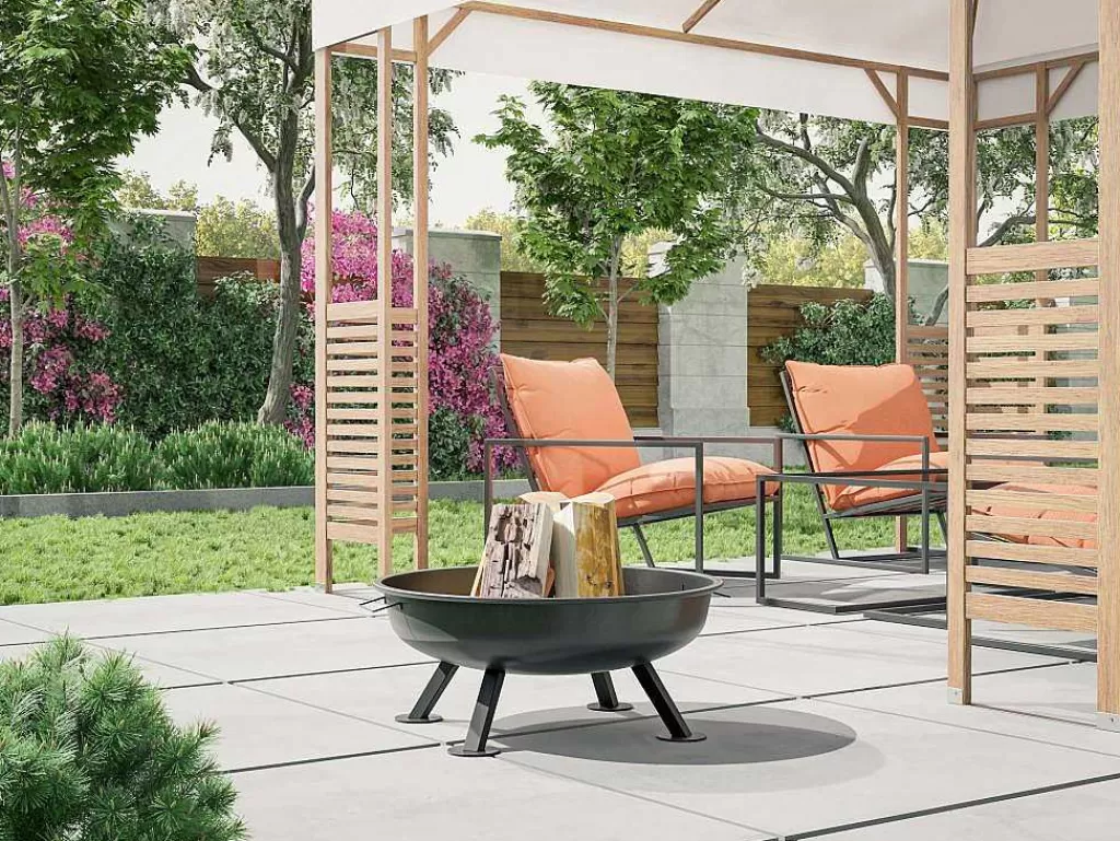Barbecue, Braseiro De Jardim, Plancha*Vente-unique Braseiro De Jardim Redondo Em Aco Rigel - D.56 Cm X A.24 Cm - Preto