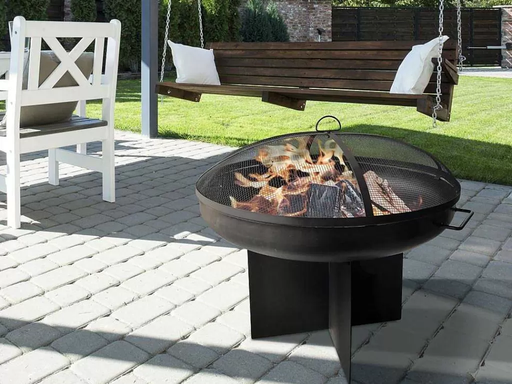 Barbecue, Braseiro De Jardim, Plancha*Purline Brasero De Jardin Avec Couvercle En Acier Noir