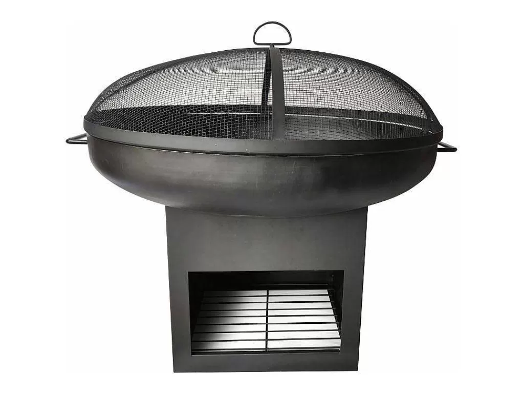 Barbecue, Braseiro De Jardim, Plancha*Purline Brasero De Jardin Avec Couvercle Et Rangement En Acier Noir