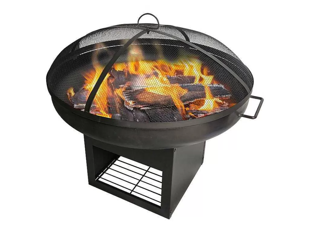 Barbecue, Braseiro De Jardim, Plancha*Purline Brasero De Jardin Avec Couvercle Et Rangement En Acier Noir