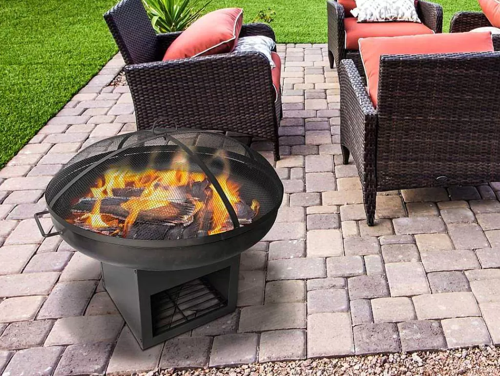 Barbecue, Braseiro De Jardim, Plancha*Purline Brasero De Jardin Avec Couvercle Et Rangement En Acier Noir