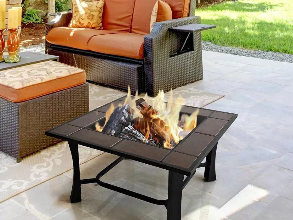 Barbecue, Braseiro De Jardim, Plancha*Purline Brasero De Jardin Incluant Un Barbecue En Carreaux De Ceramique Noir