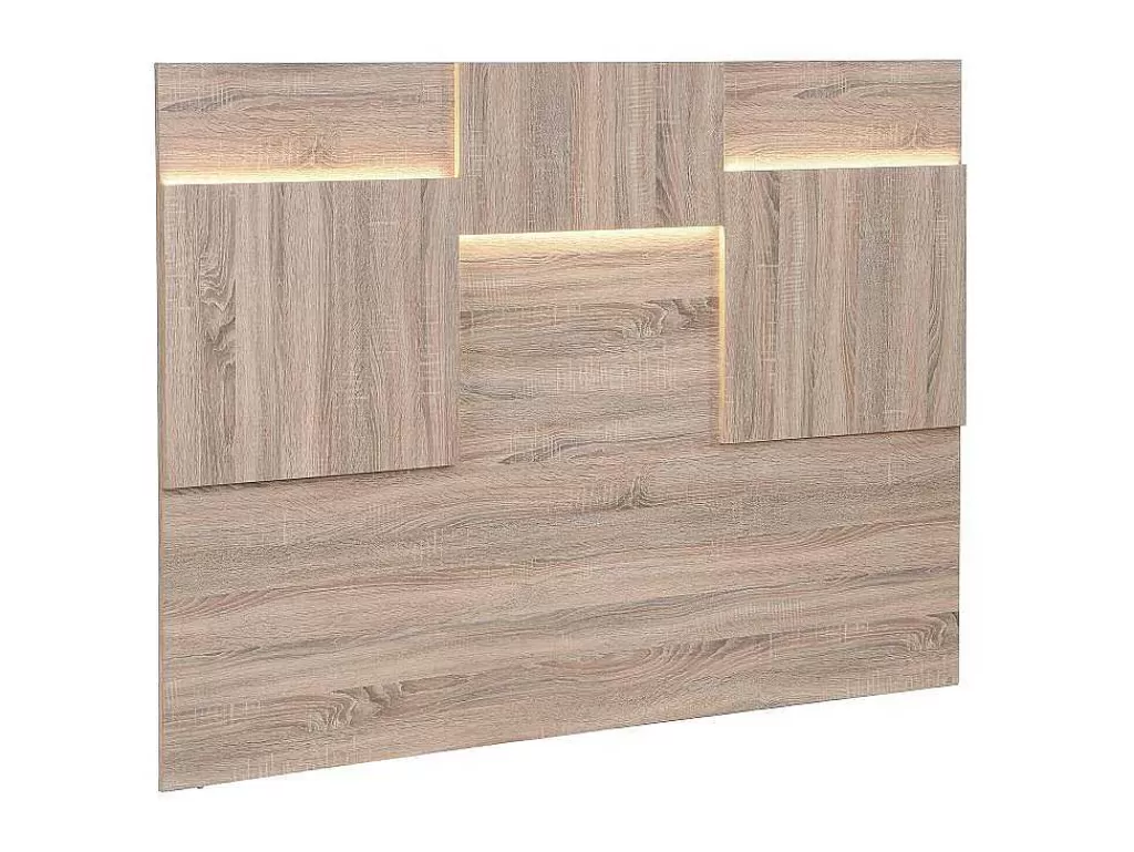 Cabeceira E Ponte De Cama*Vente-unique Cabeceira De Cama 170 Cm, Com Leds, Mdf Natural - Novaria