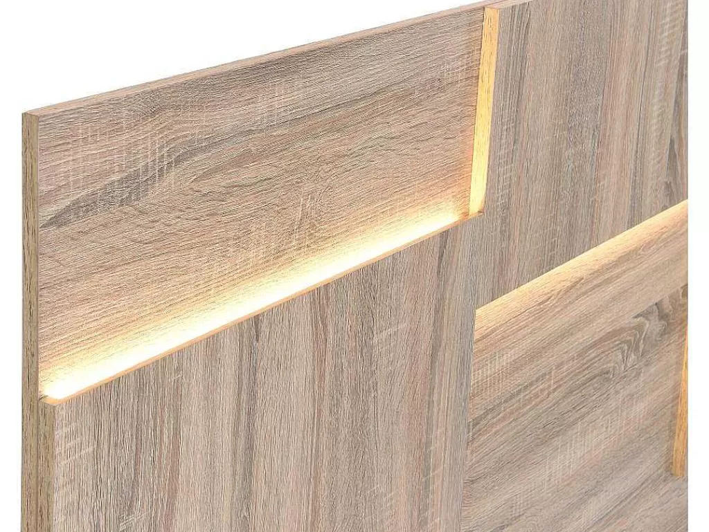 Cabeceira E Ponte De Cama*Vente-unique Cabeceira De Cama 170 Cm, Com Leds, Mdf Natural - Novaria