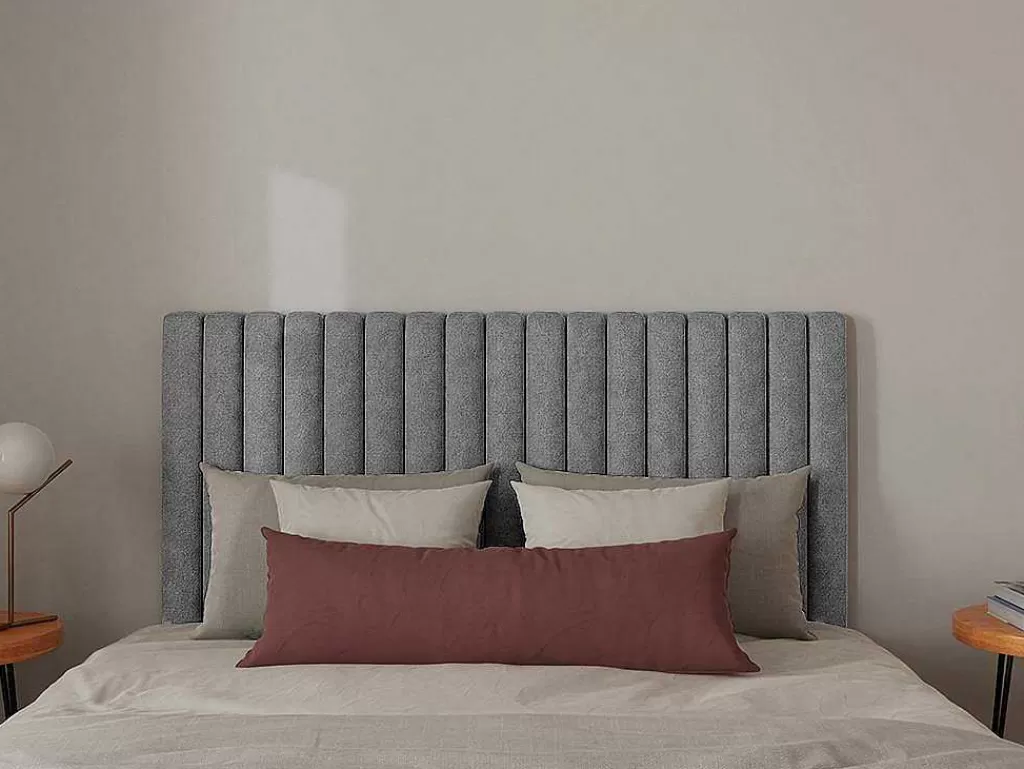 Cabeceira E Ponte De Cama*Vente-unique Cabeceira De Cama Com Costuras Verticais 200 Cm Tecido Cinza - Sarah