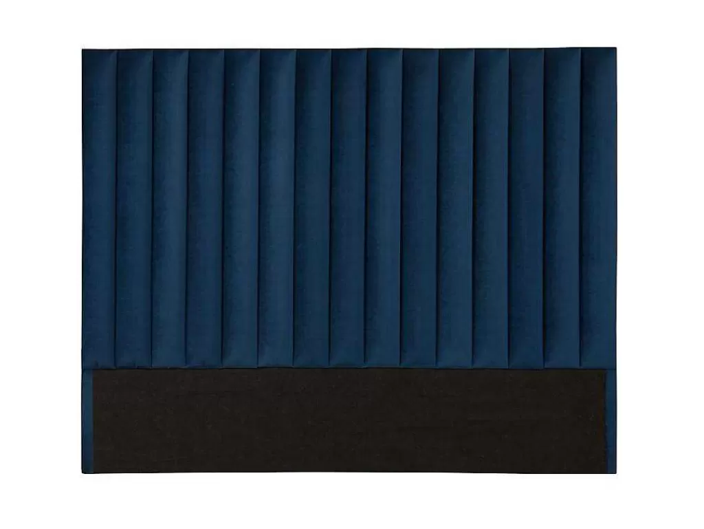 Cabeceira E Ponte De Cama*Vente-unique Cabeceira De Cama Com Costuras Verticais De 140 Cm Em Veludo Cor Azul-Escuro - Sarah