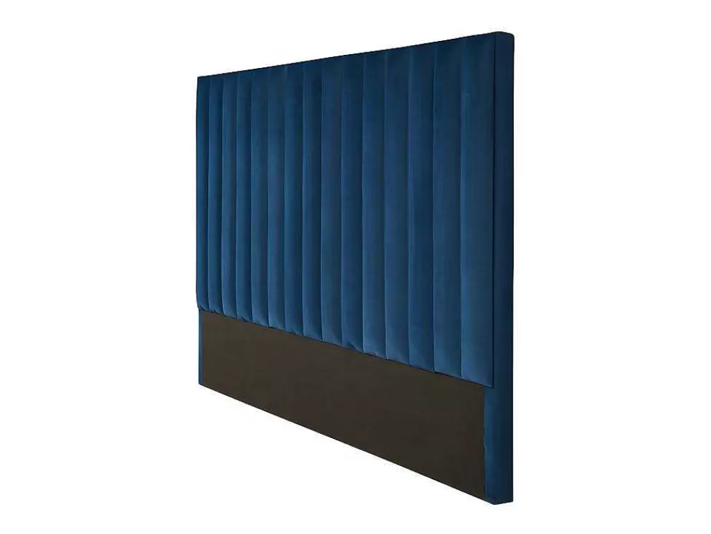 Cabeceira E Ponte De Cama*Vente-unique Cabeceira De Cama Com Costuras Verticais De 140 Cm Em Veludo Cor Azul-Escuro - Sarah
