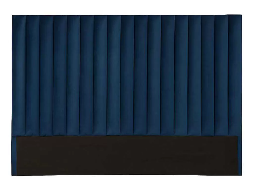 Cabeceira E Ponte De Cama*Vente-unique Cabeceira De Cama Com Costuras Verticais De 160 Cm Em Veludo Cor Azul-Escuro - Sarah