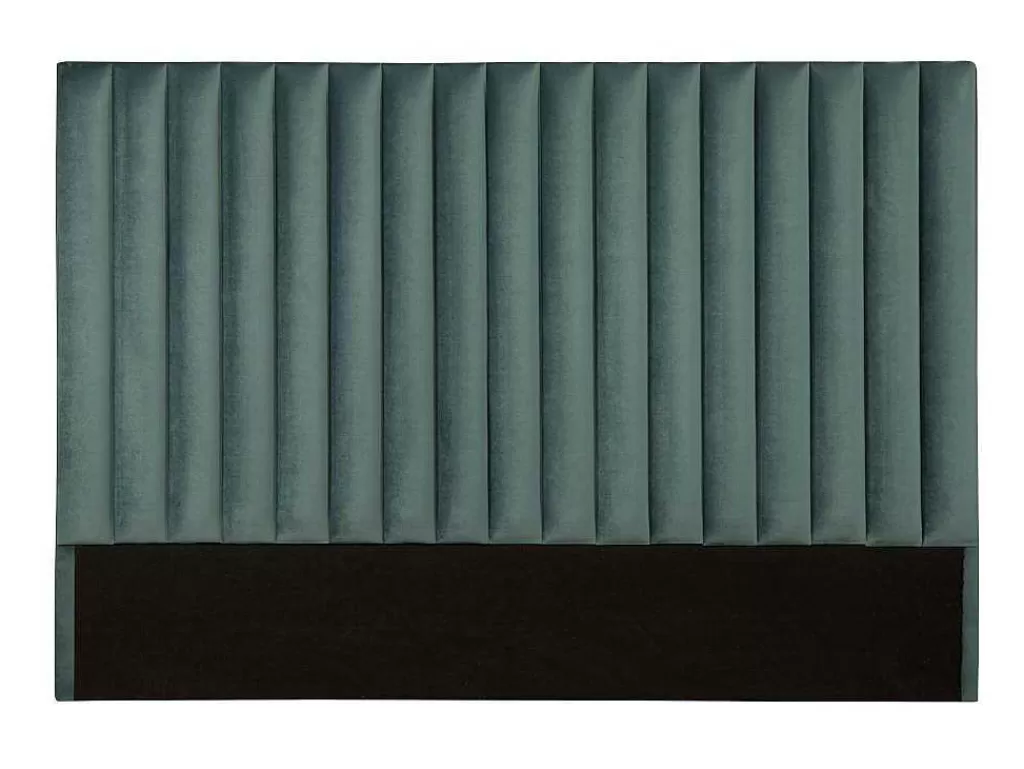 Cabeceira E Ponte De Cama*Vente-unique Cabeceira De Cama Com Costuras Verticais De 160 Cm Em Veludo Cor Verde Amendoa - Sarah