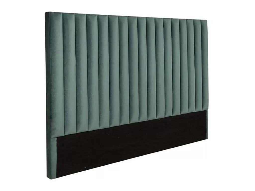 Cabeceira E Ponte De Cama*Vente-unique Cabeceira De Cama Com Costuras Verticais De 160 Cm Em Veludo Cor Verde Amendoa - Sarah