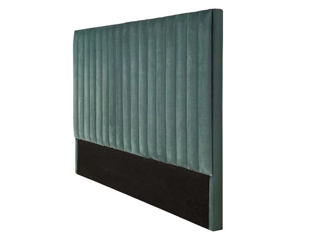 Cabeceira E Ponte De Cama*Vente-unique Cabeceira De Cama Com Costuras Verticais De 160 Cm Em Veludo Cor Verde Amendoa - Sarah