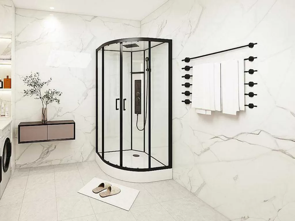 Cabine De Duche*Shower & Design Cabine De Duche De Hidromassagem Em Quarto De Circulo C90 X L90 X A215 Cm - Solena