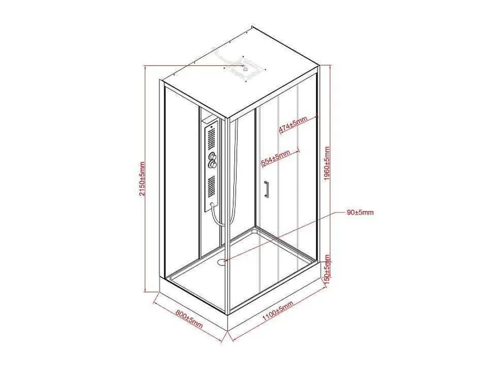 Cabine De Duche*Shower & Design Cabine De Duche De Hidromassagem Retangular, Instalacao Reversivel, C120 X L80 X A215 Cm - Sulipa