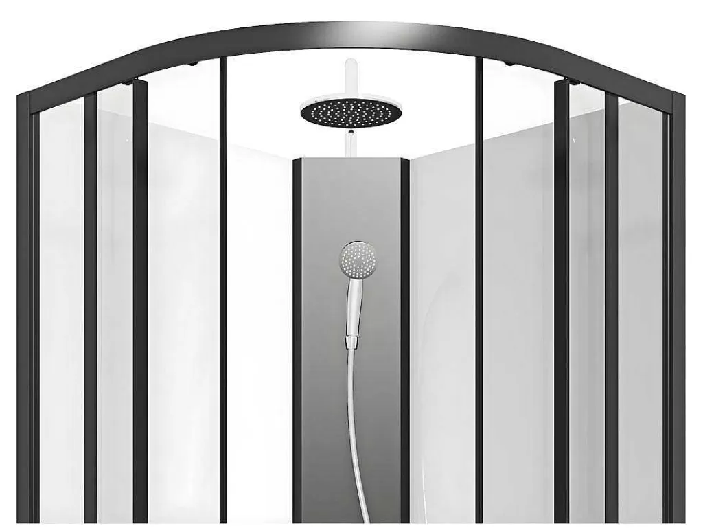Cabine De Duche*Shower & Design Cabine De Duche Quarto De Circulo, Altura Ajustavel, C80 X L80 X A213/232 Cm Preto E Branco - Rovata