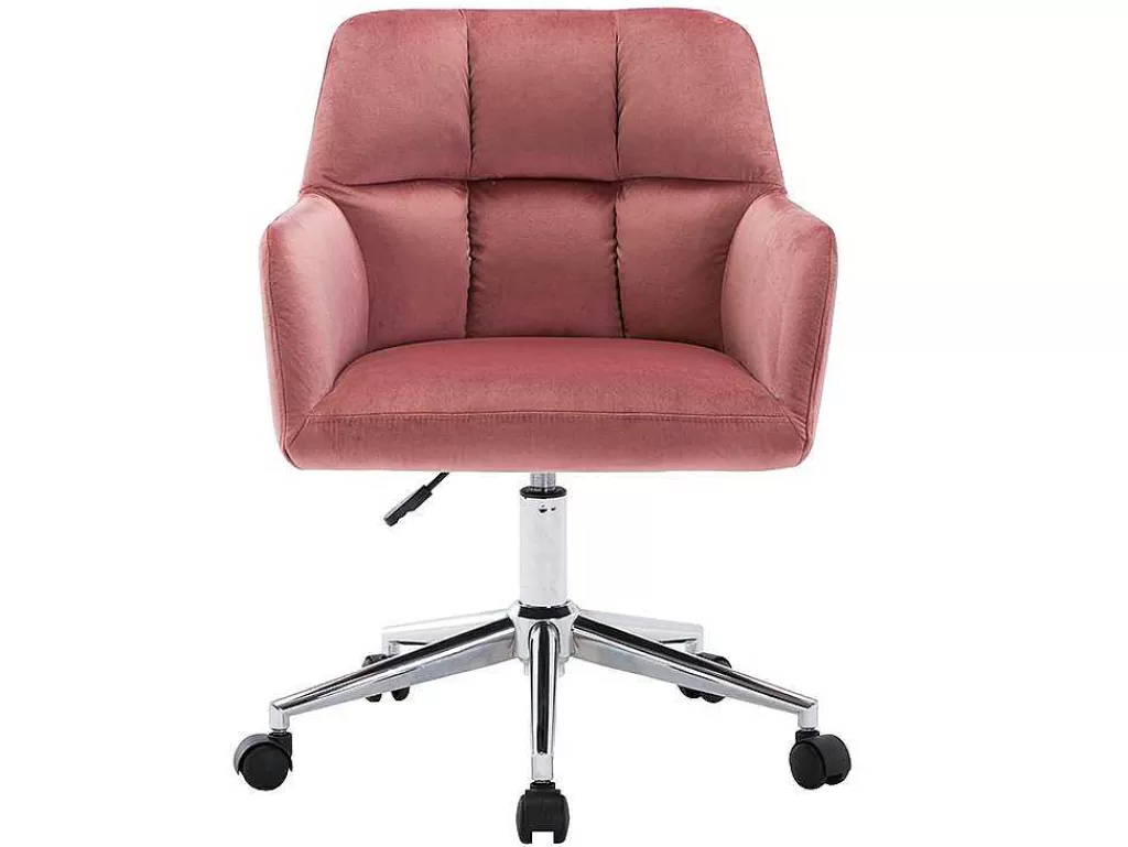 Cadeira De Escritório*Vente-unique Cadeira De Escritório Em Veludo Cor Rosa Com Atura Regulavel - Pega
