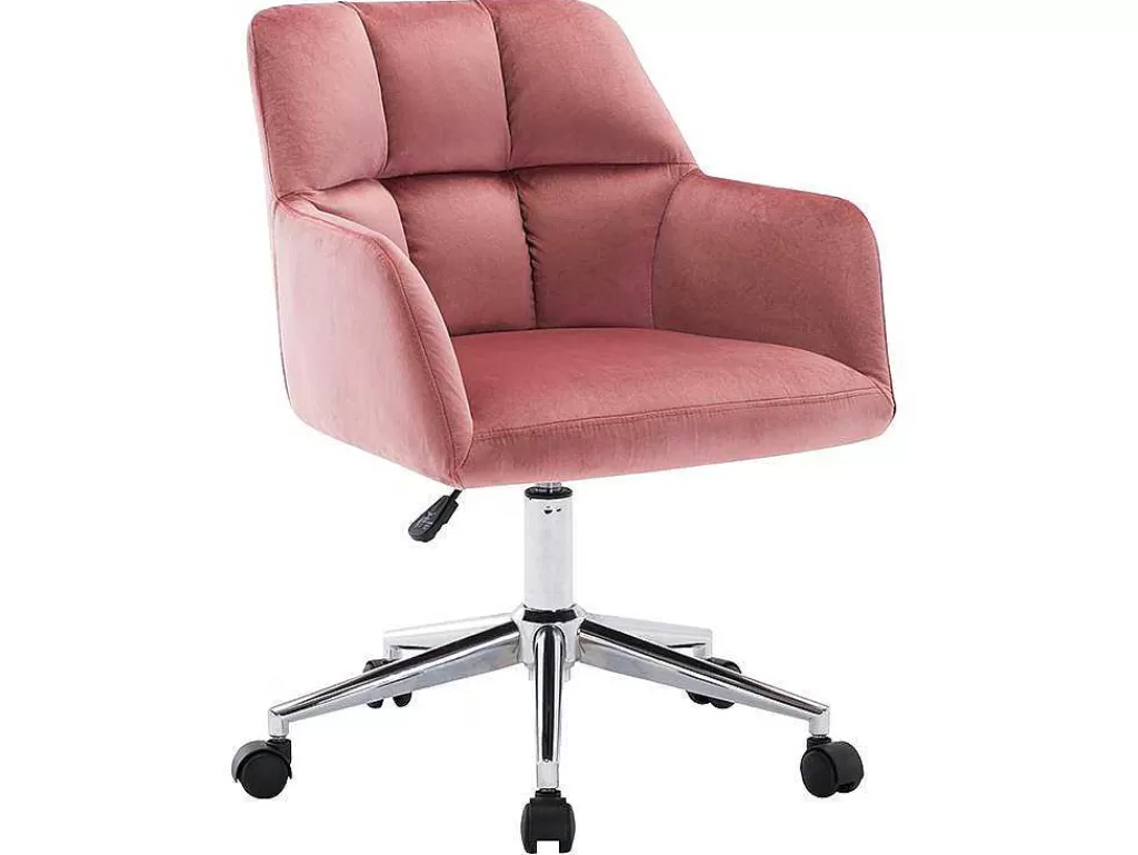 Cadeira De Escritório*Vente-unique Cadeira De Escritório Em Veludo Cor Rosa Com Atura Regulavel - Pega
