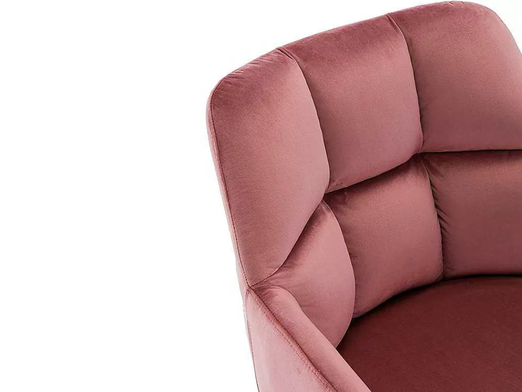 Cadeira De Escritório*Vente-unique Cadeira De Escritório Em Veludo Cor Rosa Com Atura Regulavel - Pega