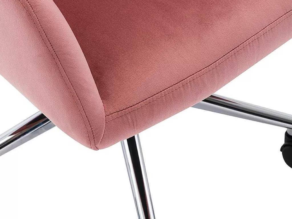 Cadeira De Escritório*Vente-unique Cadeira De Escritório Em Veludo Cor Rosa Com Atura Regulavel - Pega