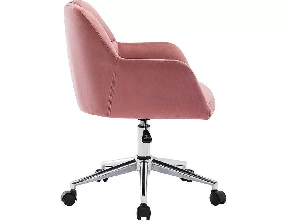 Cadeira De Escritório*Vente-unique Cadeira De Escritório Em Veludo Cor Rosa Com Atura Regulavel - Pega