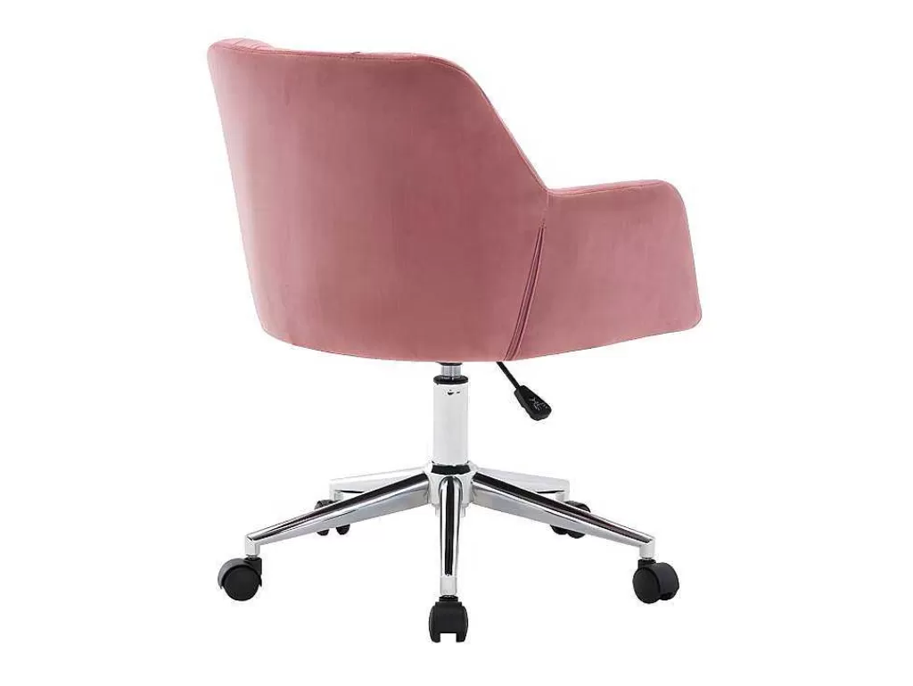 Cadeira De Escritório*Vente-unique Cadeira De Escritório Em Veludo Cor Rosa Com Atura Regulavel - Pega