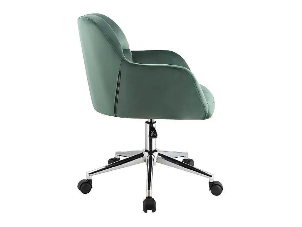 Cadeira De Escritório*Vente-unique Cadeira De Escritório Em Veludo Cor Verde Com Altura Regulavel - Pega