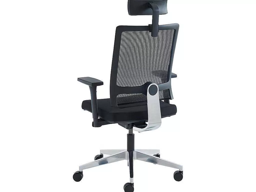 Cadeira De Escritório*Workēa Cadeira De Escritório Ergonomica Profissional Com Apoio De Cabeca Em Tecido Cor Preto - Wallstreet