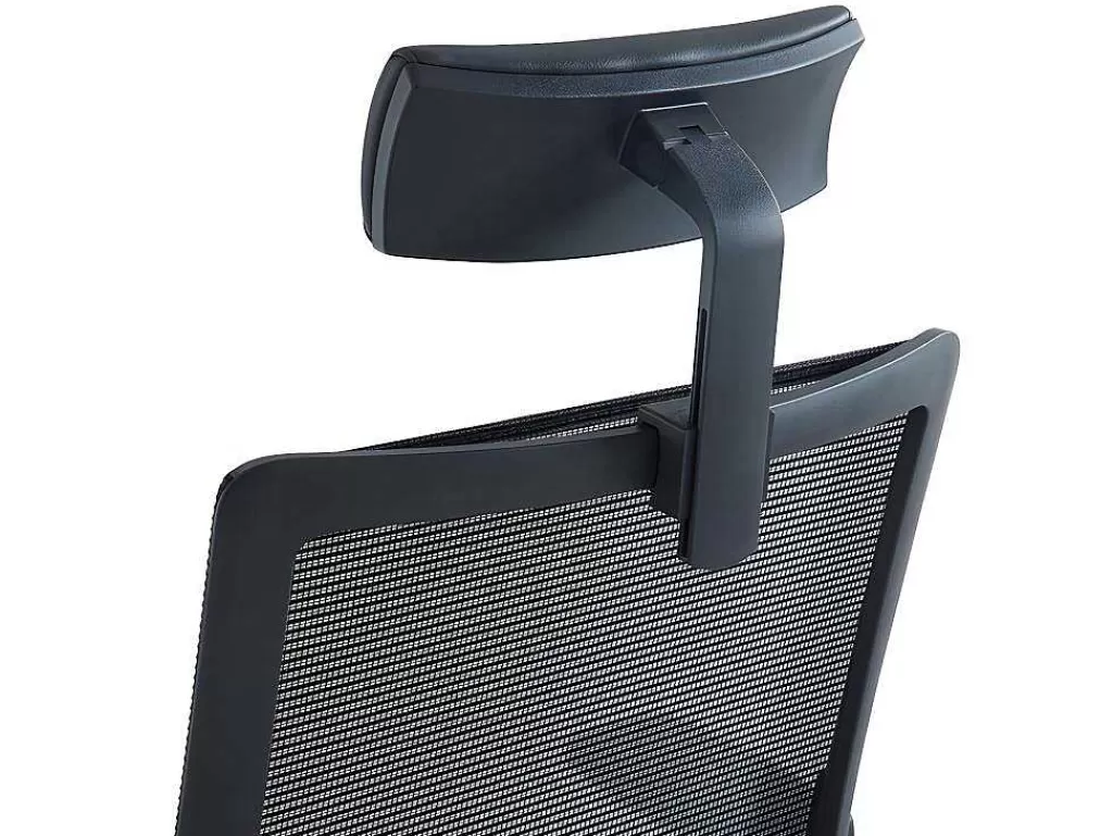 Cadeira De Escritório*Workēa Cadeira De Escritório Ergonomica Profissional Com Apoio De Cabeca Em Tecido Cor Preto - Wallstreet