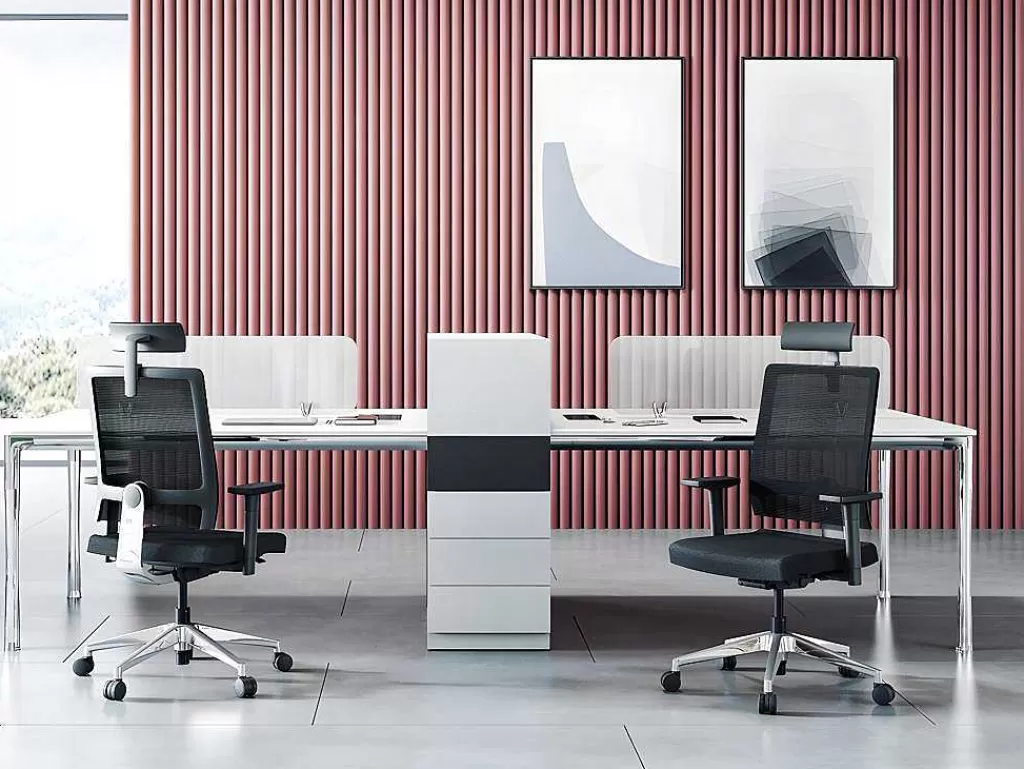 Cadeira De Escritório*Workēa Cadeira De Escritório Ergonomica Profissional Com Apoio De Cabeca Em Tecido Cor Preto - Wallstreet