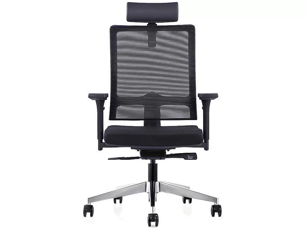 Cadeira De Escritório*Workēa Cadeira De Escritório Ergonomica Profissional Com Apoio De Cabeca Em Tecido Cor Preto - Wallstreet