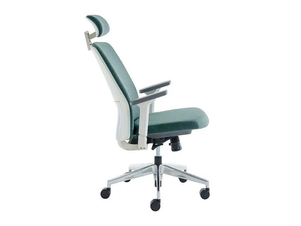 Cadeira De Escritório*Workēa Cadeira De Escritório Profissional Com Apoio De Cabeca Em Tecido Cor Azul - Volti