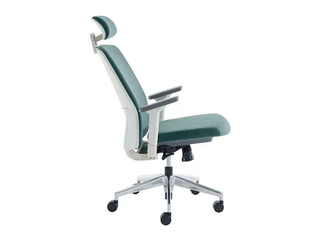 Cadeira De Escritório*Workēa Cadeira De Escritório Profissional Com Apoio De Cabeca Em Tecido Cor Azul - Volti